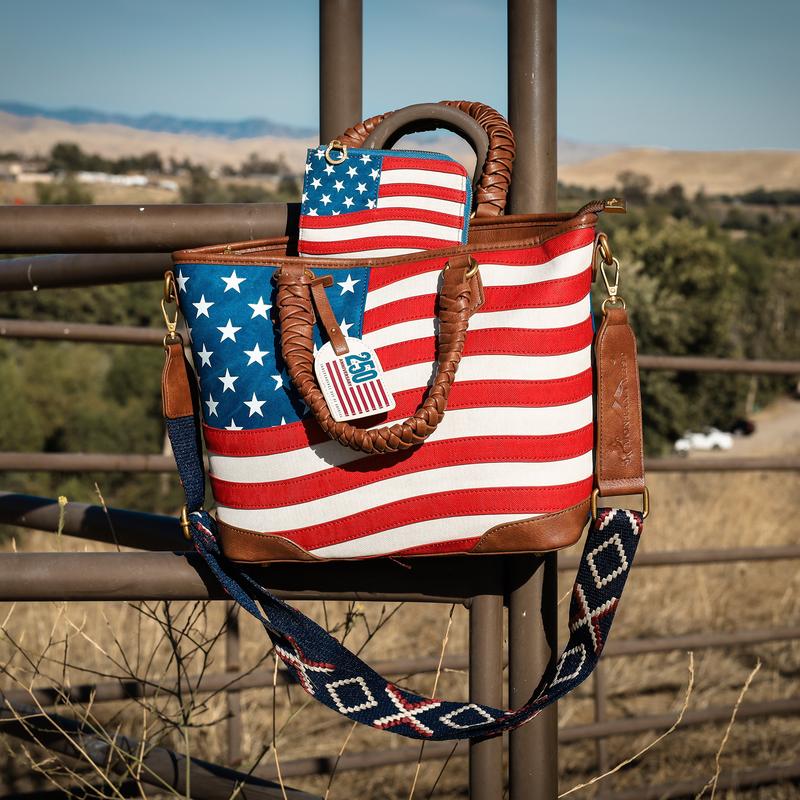 Vintage American Flag Tote Bag | Western Patriotic Handbag