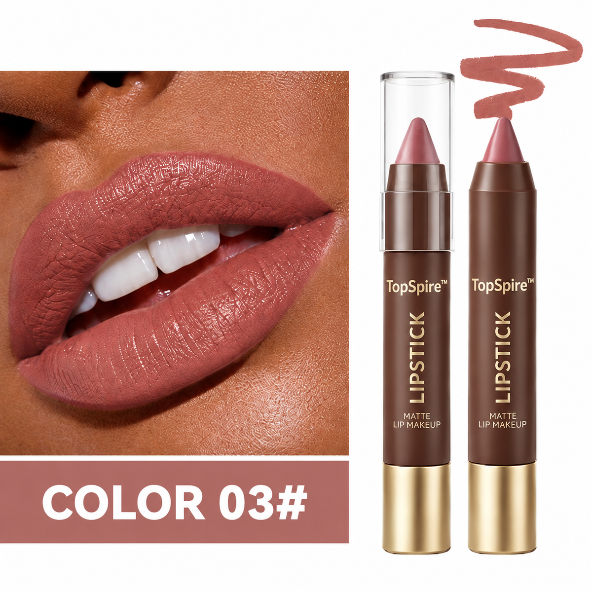TopSpire™ Luxury Matte Lipstick – Soft Velvet Finish & All-Day Color