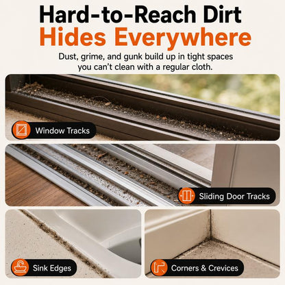 🧹 2-in-1 Window Track Cleaner With Deep Gap Brush & Scraper