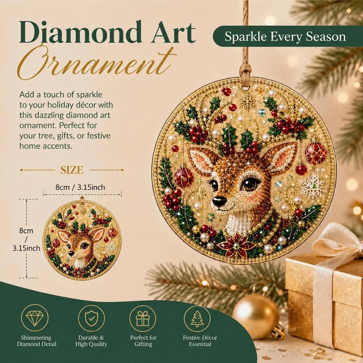6Pcs Christmas DIY Diamond Painting Ornaments Kit – Sparkling Holiday Craft Set