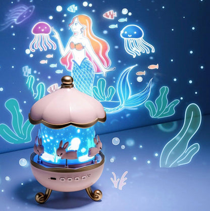 Cute Bunny Carousel Night Lamp – Soft LED Nursery Light, Rotating Rabbit Lamp for Kids & Home Décor