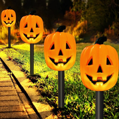 2026 New 5-in-1 Solar Halloween Pumpkin Pathway Lights, Waterproof Outdoor Jack-O’-Lantern Stake Lights for Yard, Lawn and Garden Decor