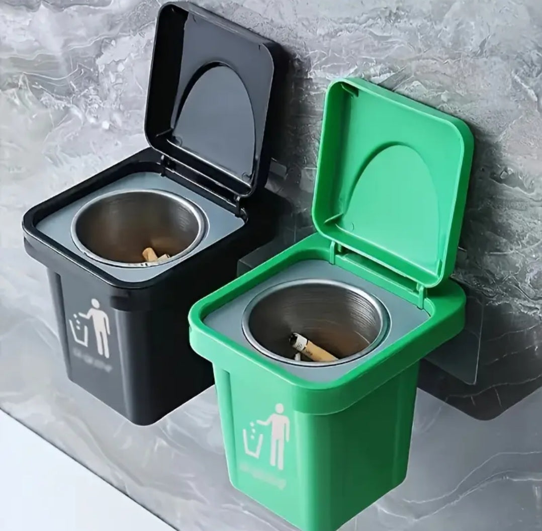 Wall mounted Compact cigarette ashtray trashbin