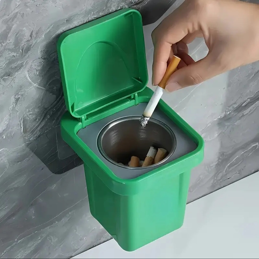 Wall mounted Compact cigarette ashtray trashbin