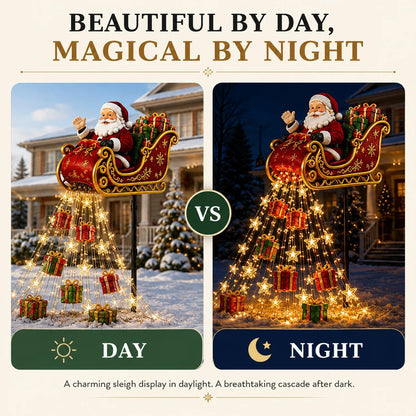 🔥Free Shipping -🎅✨ 2026 New Santa’s Flying Sleigh Gift Cascade – Solar Christmas Garden Light
