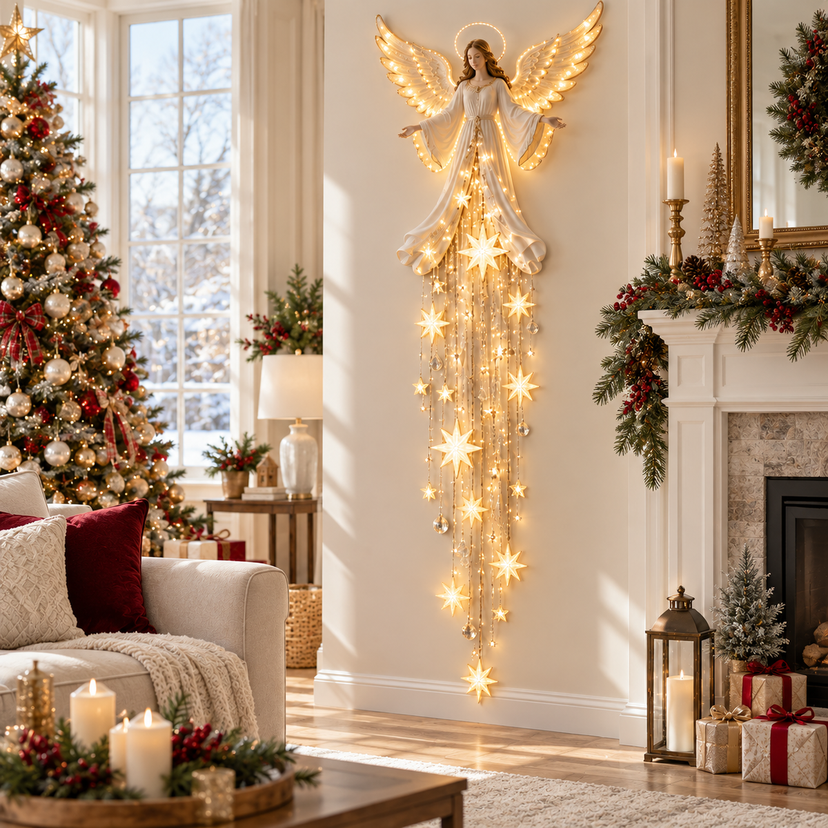 ✨Last Day 65% OFF✨ Angel Blessing Starfall Wall Light – Heavenly Christmas Wall Decor