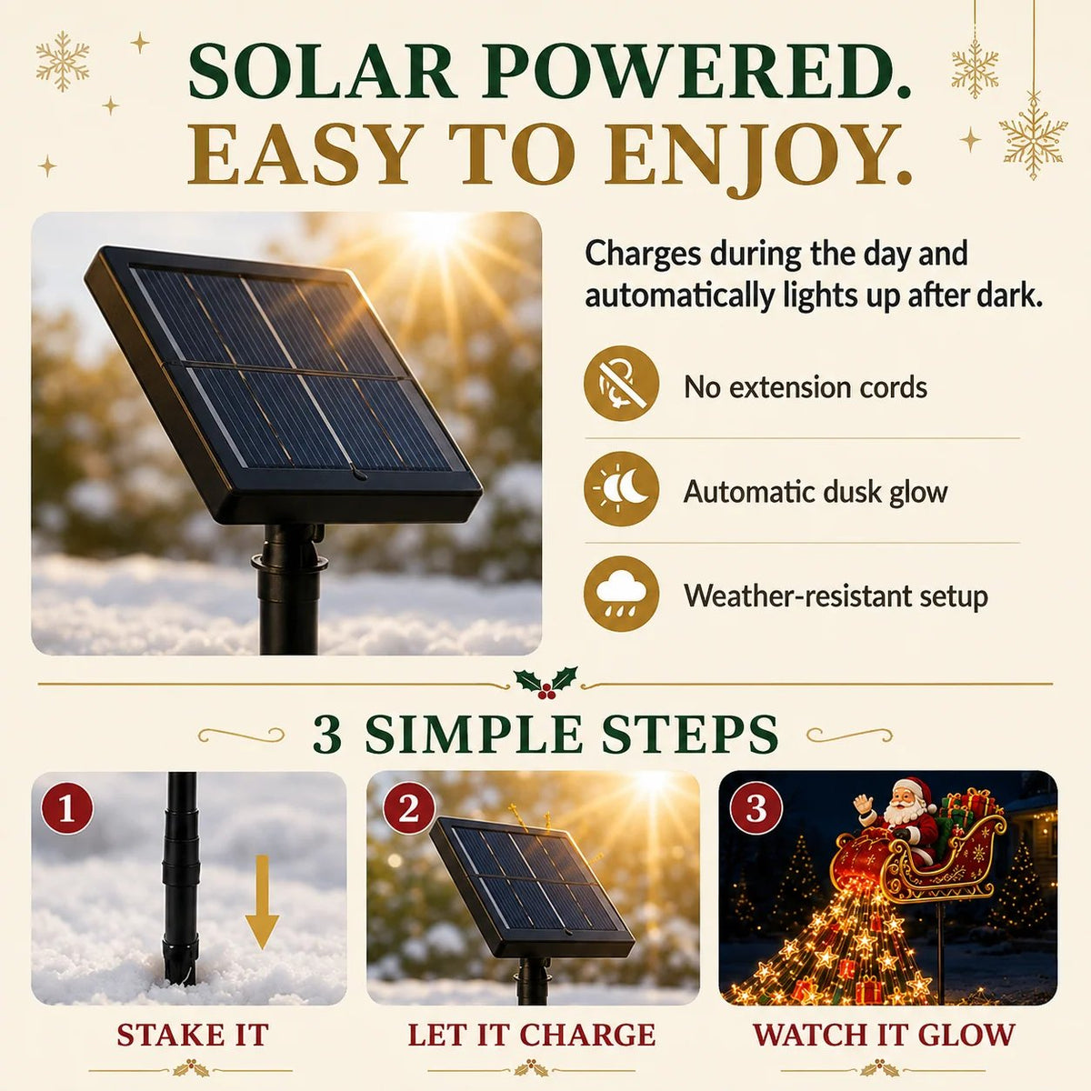 🔥Free Shipping -🎅✨ 2026 New Santa’s Flying Sleigh Gift Cascade – Solar Christmas Garden Light
