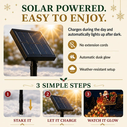 🔥Free Shipping -🎅✨ 2026 New Santa’s Flying Sleigh Gift Cascade – Solar Christmas Garden Light