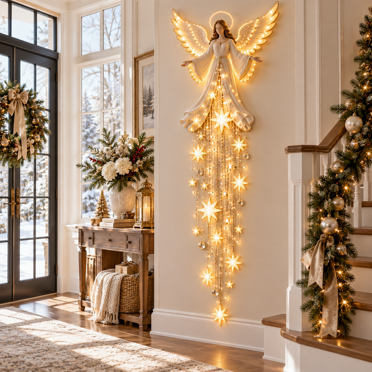 ✨Last Day 65% OFF✨ Angel Blessing Starfall Wall Light – Heavenly Christmas Wall Decor