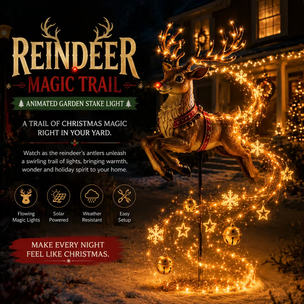 🔥Free Shipping -🎅✨ 2026 New Santa’s Flying Sleigh Gift Cascade – Solar Christmas Garden Light