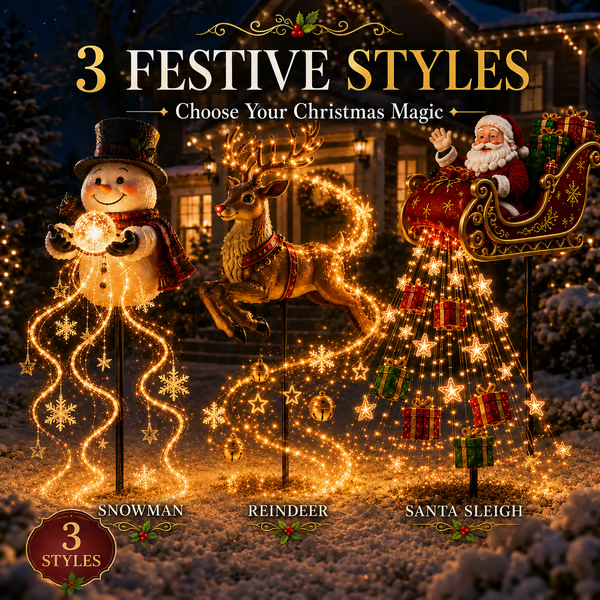 🔥Free Shipping -🎅✨ 2026 New Santa’s Flying Sleigh Gift Cascade – Solar Christmas Garden Light