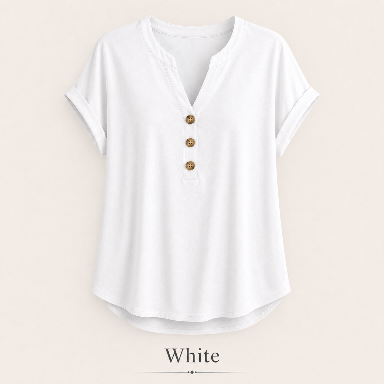 2026 Hot Style Women’s V-Neck Henley Top – Casual Loose Short Sleeve Dressy Blouse & Basic Tee