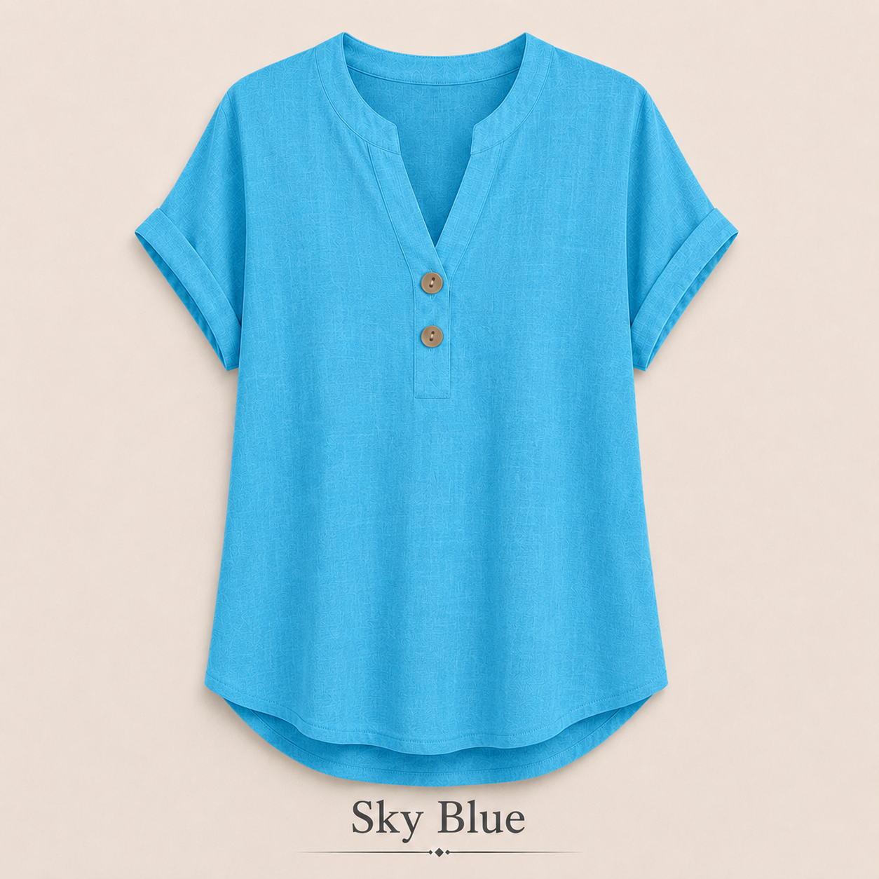 2026 Hot Style Women’s V-Neck Henley Top – Casual Loose Short Sleeve Dressy Blouse & Basic Tee