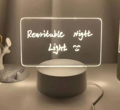 Acrylic LED Rewritable Night Light Board – Erasable & Reusable Message Lamp