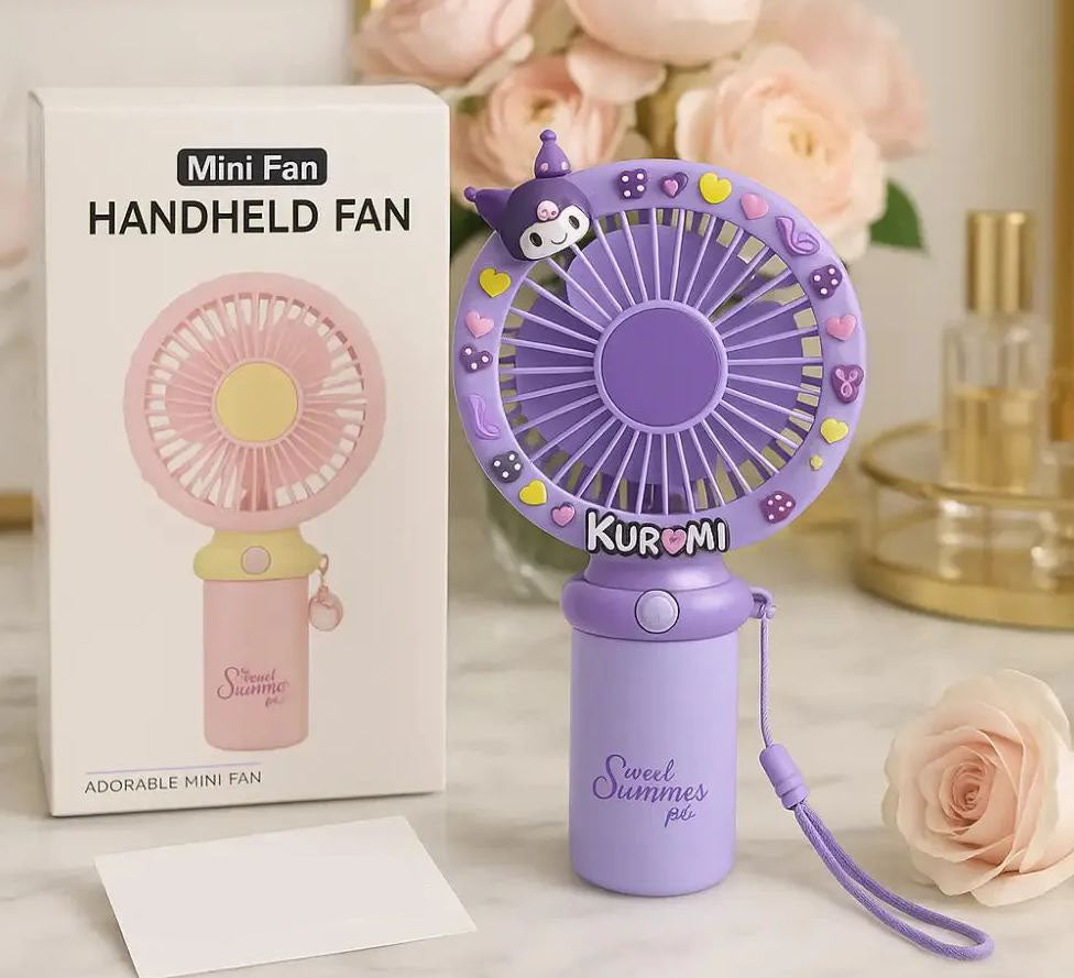 Kuromi Handheld Mini Fan – Portable Rechargeable Summer Fan