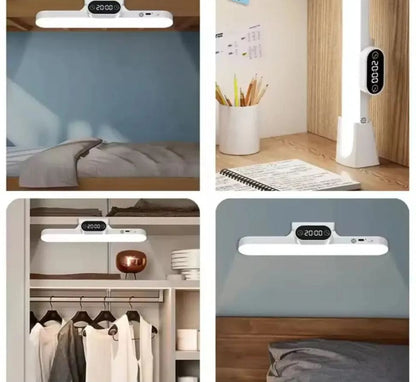 LuxeGlow LED Desk Lamp with Digital Clock – Minimalist Rechargeable Study & Work Light