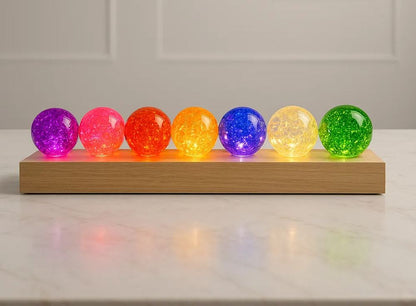 Luxury Crystal LED Globe Lamp – 7 Color Decorative Light on Wooden Base