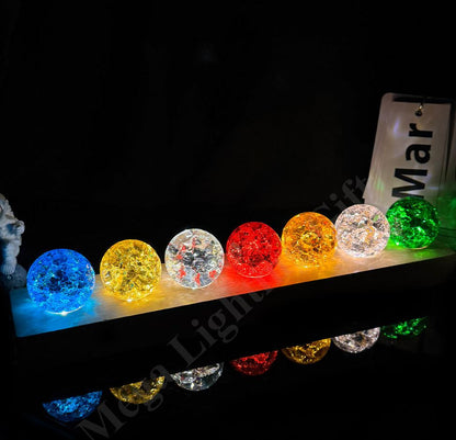 Luxury Crystal LED Globe Lamp – 7 Color Decorative Light on Wooden Base