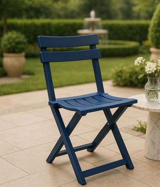 Luxury Blue Folding Patio Chair – Modern Outdoor Seating