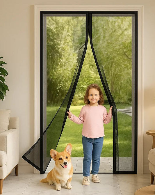 Magnetic Mesh Door Screen – Hands-Free Entry, Bug Protection & Pet Friendly