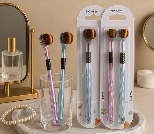 Luxury Dual Oval Makeup Brush Set – Soft Bristle Face & Foundation Applicator