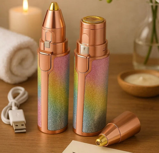 Rechargeable Rainbow Glitter Eyebrow Trimmer – USB Precision Hair Remover for Women