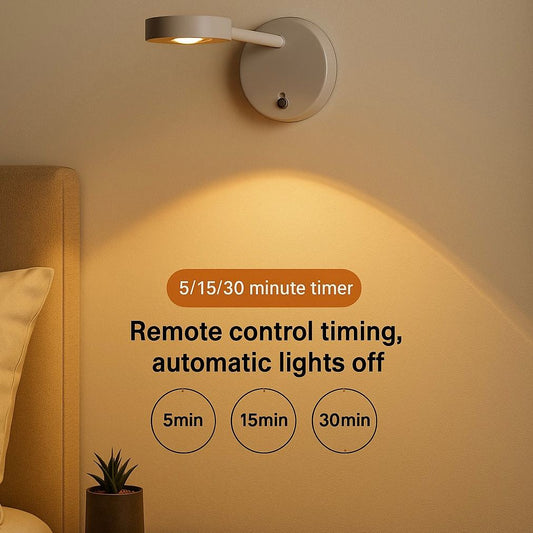 Luxury Modern Wall Reading Light with Remote Control Timer – 5/15/30 Minute Auto-Off LED Lamp