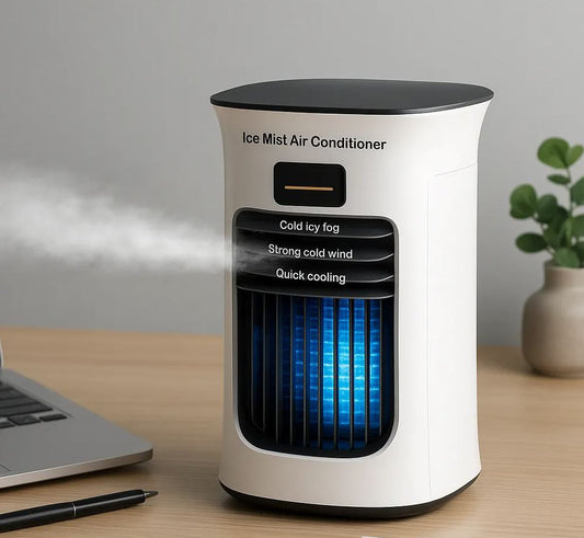 Portable Spray Air Cooler – Mini Desktop Mist Fan with Cold Fog & 3-Speed Cooling | Homducts.pk