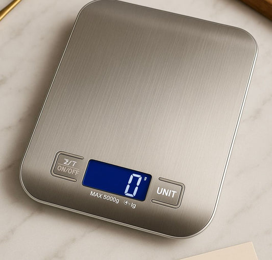 Premium Stainless Steel Digital Kitchen Scale – 5kg Capacity, High-Precision 1g Accuracy, Ultra-Slim Design
