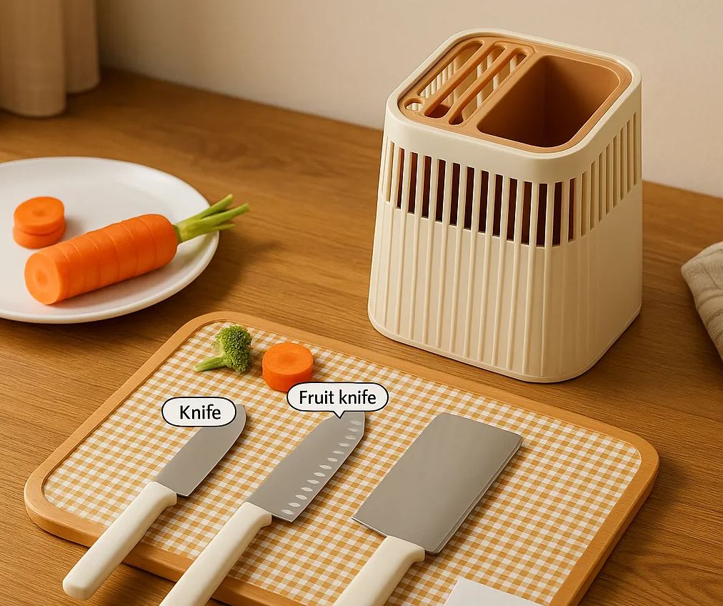 Luxury Multi-Slot Knife & Cutlery Holder – Fast-Dry, Large Capacity Kitchen Organizer