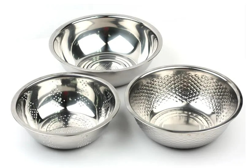 3Pcs of Stainless Steel Mixing Bowl Set Kitchen Cookware Utensils