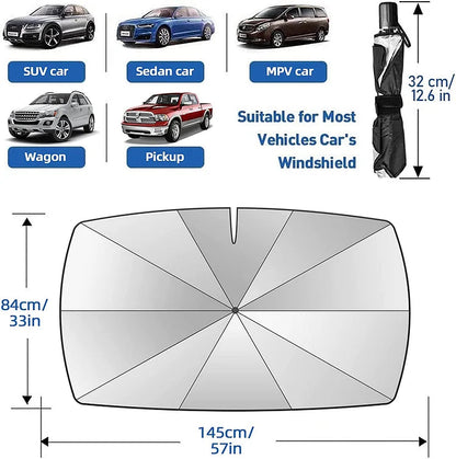 Car Windshield Sun Shade Umbrella – 360° bendable handle, no scratches.✨