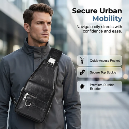 Men's Retro Waterproof Faux Leather Sling Chest Bag – Water-Resistant, Intelligent Storage & Ergonomic Comfort