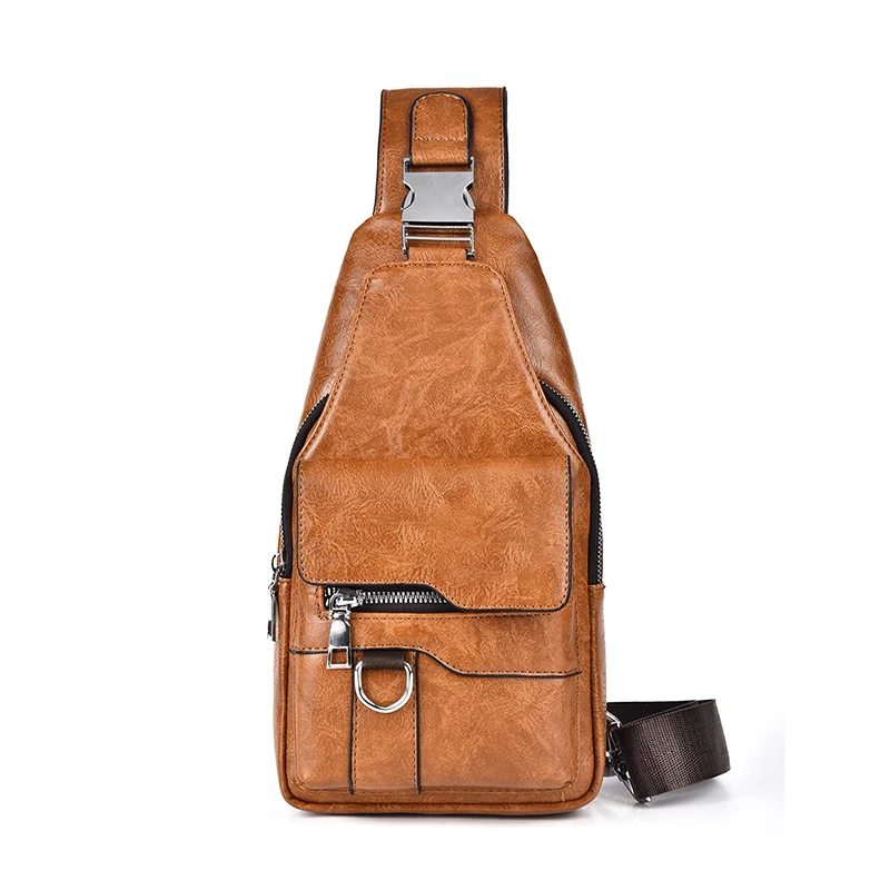 Men's Retro Waterproof Faux Leather Sling Chest Bag – Water-Resistant, Intelligent Storage & Ergonomic Comfort