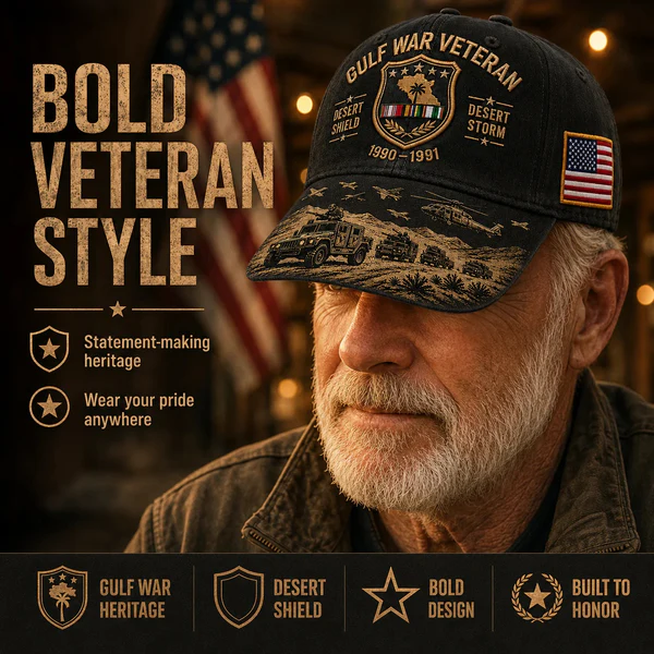 Desert Storm Veteran Commemorative Cap – Gulf War Desert Shield Veteran Hat