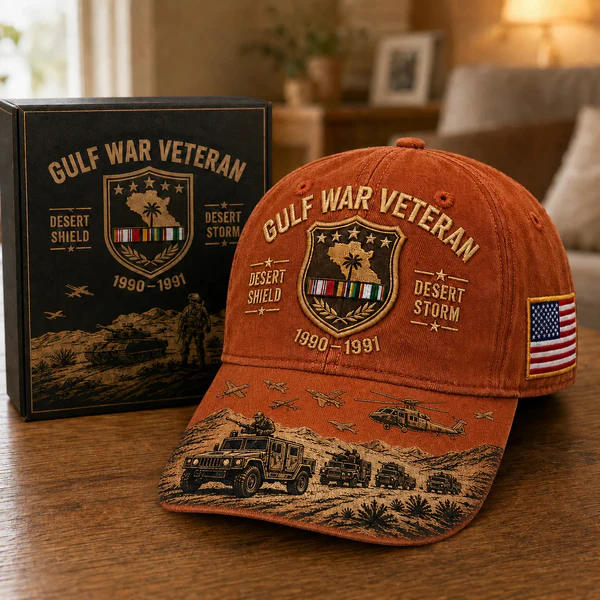 Desert Storm Veteran Commemorative Cap – Gulf War Desert Shield Veteran Hat